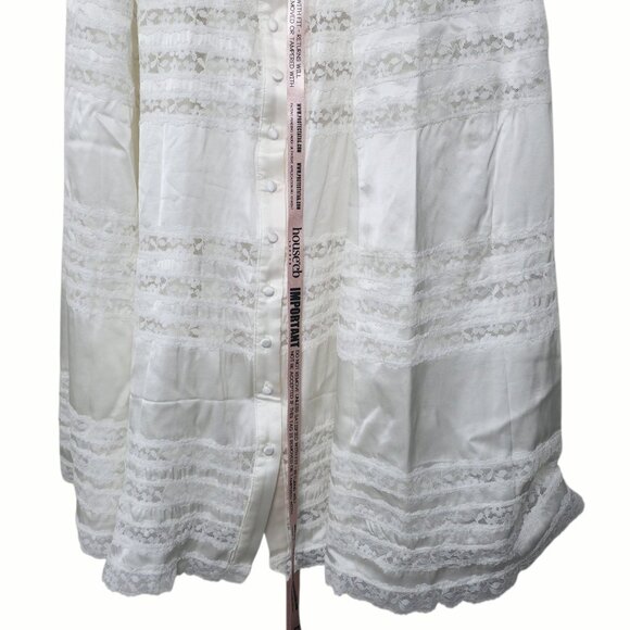 House of CB Eviana Ivory Real Silk Lace Puff Sleeve Maxi Dress - Picture 9 of 17